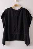 SOFT GIRL SUNDAY WAFFLE KNIT TEE - BLACK