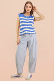 GONE COASTAL BLUE STRIPED BARREL DENIM PANTS