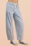 GONE COASTAL BLUE STRIPED BARREL DENIM PANTS