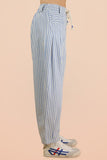 GONE COASTAL BLUE STRIPED BARREL DENIM PANTS