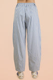 GONE COASTAL BLUE STRIPED BARREL DENIM PANTS