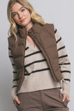 LYSS SLIM-FIT PUFFER VEST - BROWN