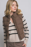 LYSS SLIM-FIT PUFFER VEST - BROWN