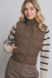 LYSS SLIM-FIT PUFFER VEST - BROWN
