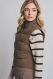 LYSS SLIM-FIT PUFFER VEST - BROWN