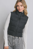 LYSS SLIM-FIT PUFFER VEST - BLACK