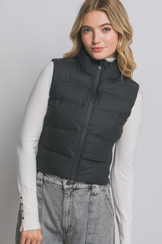 LYSS SLIM-FIT PUFFER VEST - BLACK