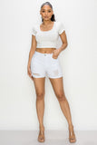 SUMMER ESSENTIAL WHITE DENIM SHORTS