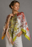 FLORAL PRINT SCARF PONCHO - GREEN GARDEN