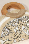 ABSTRACT PRINTED WOODEN HANDLE BAG