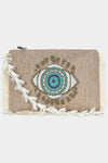 EVIL EYE BEADED FRINGE TRIM CROSSBODY