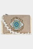 EVIL EYE BEADED FRINGE TRIM CROSSBODY