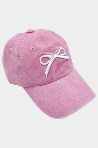 EMBROIDERED BOW BASEBALL CAP