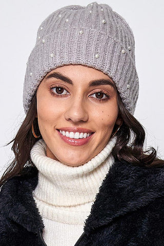 KNIT PEARL BEANIE