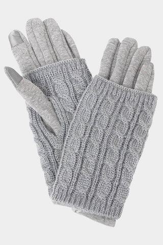GREY CABLE KNIT GLOVES