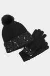 PEARL POM BEANIE & GLOVES SET