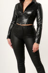 RESOLUTIONS FAUX LEATHER CORSET TOP