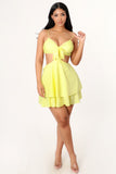 KRISTEN CUT-OUT MINI DRESS - YELLOW