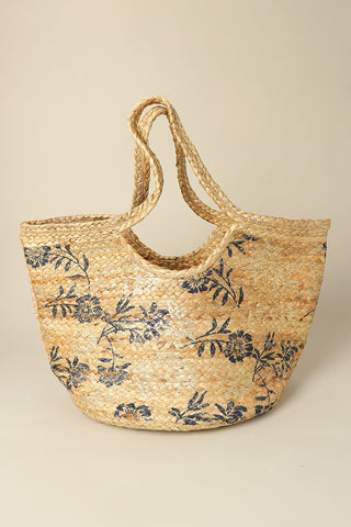 FLORAL WOVEN STRAW SHOULDER/TOTE BAG
