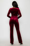 OH WHAT A NIGHT VELVET JUMPSUIT - WINE