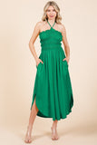 Green Milan Halter Midi Dress (Online Only)