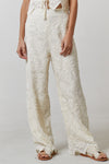 YVETTE FLORAL CROCHET WOVEN WIDE LEG PANTS