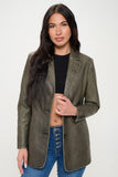 Soho Single-Breasted Vegan Leather Blazer (Online Only)