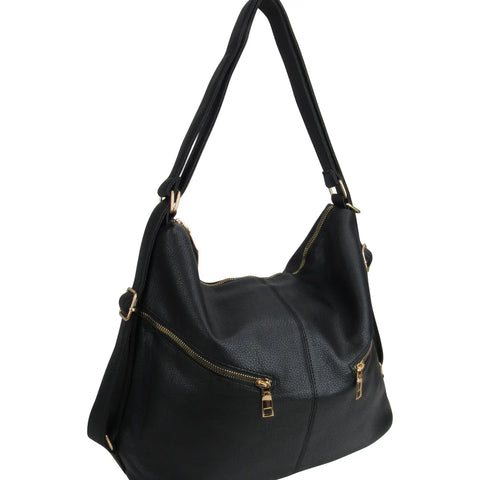 BLACK CONVERTIBLE HOBO TO BACKPACK