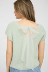 SAGE SHEER BOW KNIT TOP