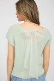 SAGE SHEER BOW KNIT TOP