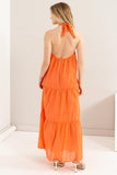 Orange Halter Neck Cover Up Maxi Dress (Online Only)