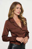 CARMINE BUTTON FRONT BLOUSE