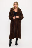 GRISELDA FAUX FUR COAT - COFFEE