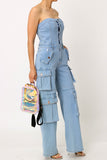 MADE YOU LOOK CARGO DENIM JUMPSUIT