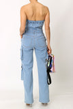 MADE YOU LOOK CARGO DENIM JUMPSUIT