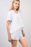 White Cotton Crinkle Gauze Top and Shorts Set (Online Only)