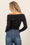 Off Shoulder Ribbed Knit Top (Online Only)