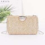 SHELL ACCENT WOVEN CLUTCH BAG