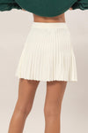 Cream Knit Pleated Flare Mini Skirt (Online Only)