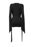 ARIA DRAPE MESH MINI DRESS - BLACK