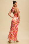 APEROL SUNSET SATIN MIDI DRESS