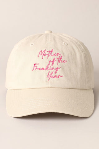 'MOTHER OF THE FREAKING YEAR' EMBROIDERED BASEBALL HAT