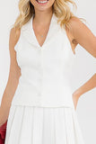 THE CLASSIQUE PLEATED SET TOP - WHITE