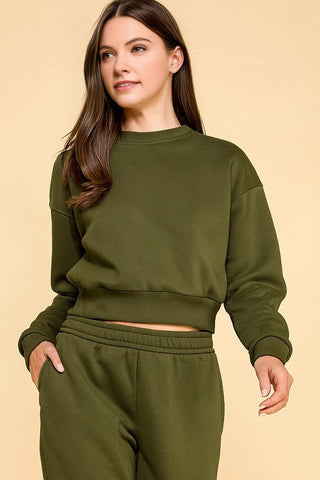 LAZY MORNING CLUB SET CREWNECK - ARMY GREEN