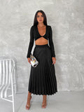 LOREN PLEATED MAXI SKIRT - BLACK