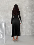 LOREN PLEATED MAXI SKIRT - BLACK