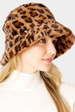 FAUX FUR LEOPARD BUCKET HAT