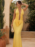 THE MUSE RUCHED MAXI DRESS - LEMON