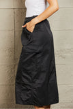Just In Time High Waisted Cargo Midi Skirt in Black (Online Only)