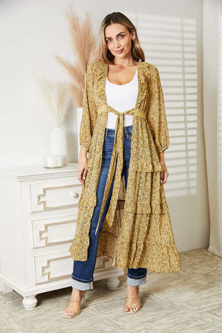 Tie Front Ruffled Duster Cardigan (Online Only)